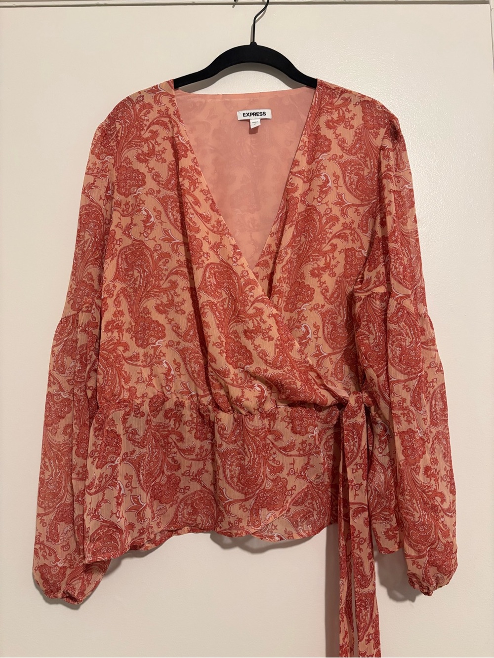 Express Peach and Red Paisley Blouse